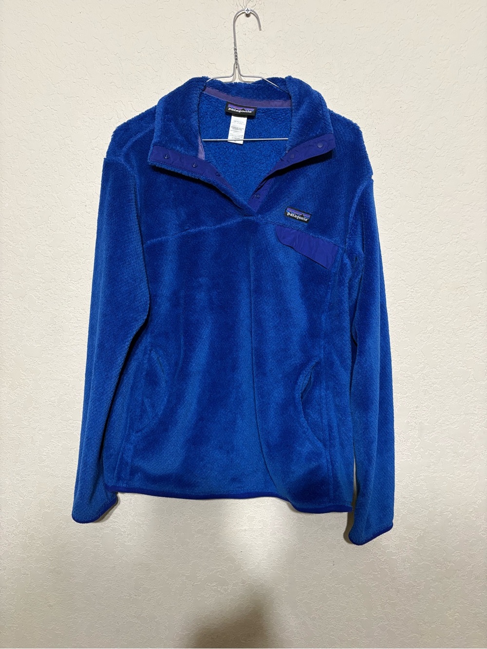 Patagonia Bright Blue Plush Fleece Re-Tool Snap Pullover women’s xl